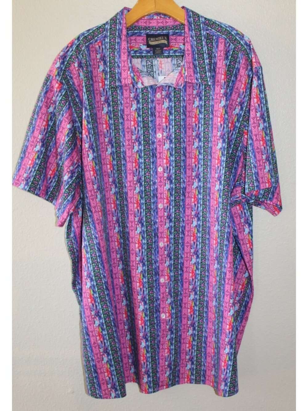 Cremieux Mens Multicolor Striped Floral Short Sleeve Cotton Button Up 4XT NWT